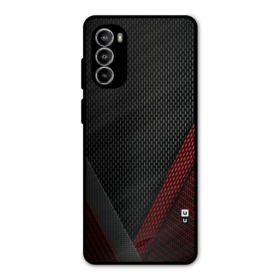 Classy Black Red Design Metal Back Case for Moto G52