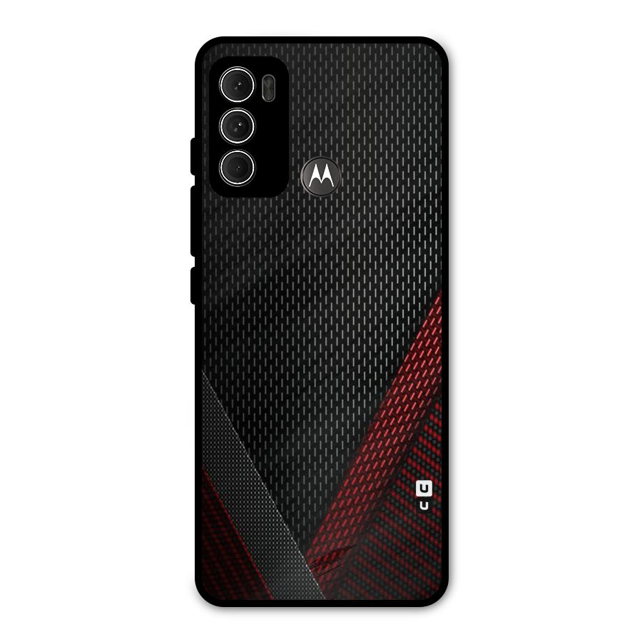 Classy Black Red Design Metal Back Case for Moto G60