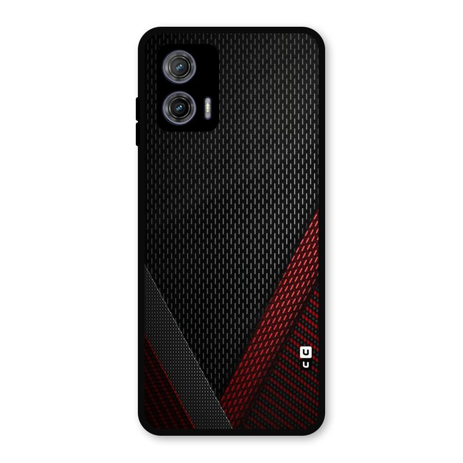 Classy Black Red Design Metal Back Case for Moto G73