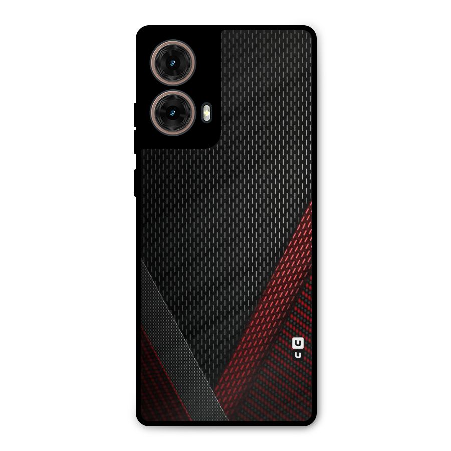 Classy Black Red Design Metal Back Case for Moto G85