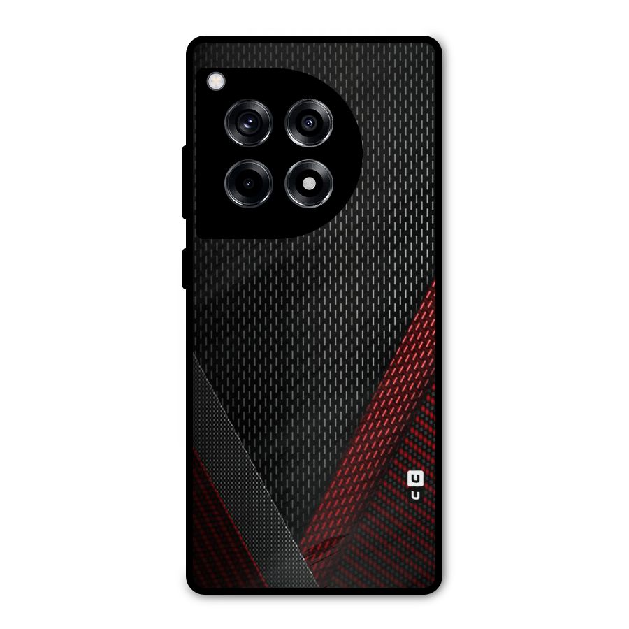 Classy Black Red Design Metal Back Case for OnePlus 12R