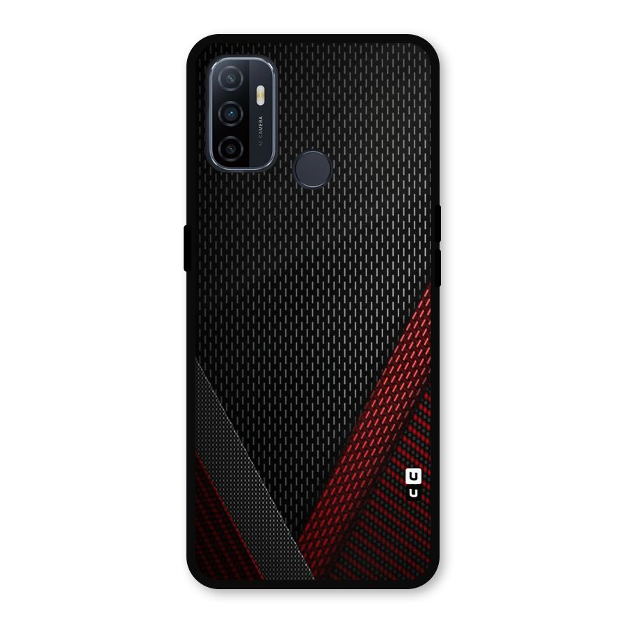 Classy Black Red Design Metal Back Case for Oppo A53