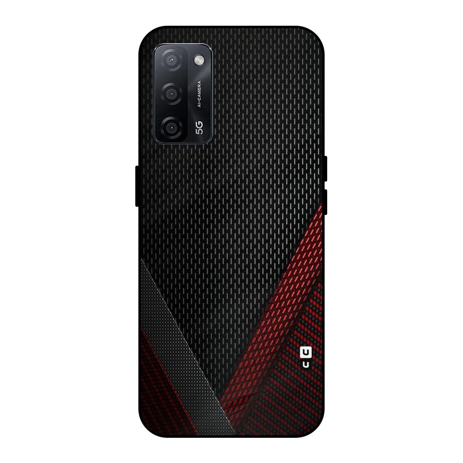 Classy Black Red Design Metal Back Case for Oppo A53s 5G