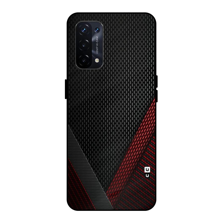 Classy Black Red Design Metal Back Case for Oppo A74 5G