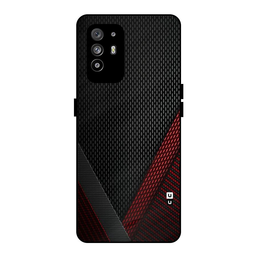 Classy Black Red Design Metal Back Case for Oppo F19 Pro Plus 5G