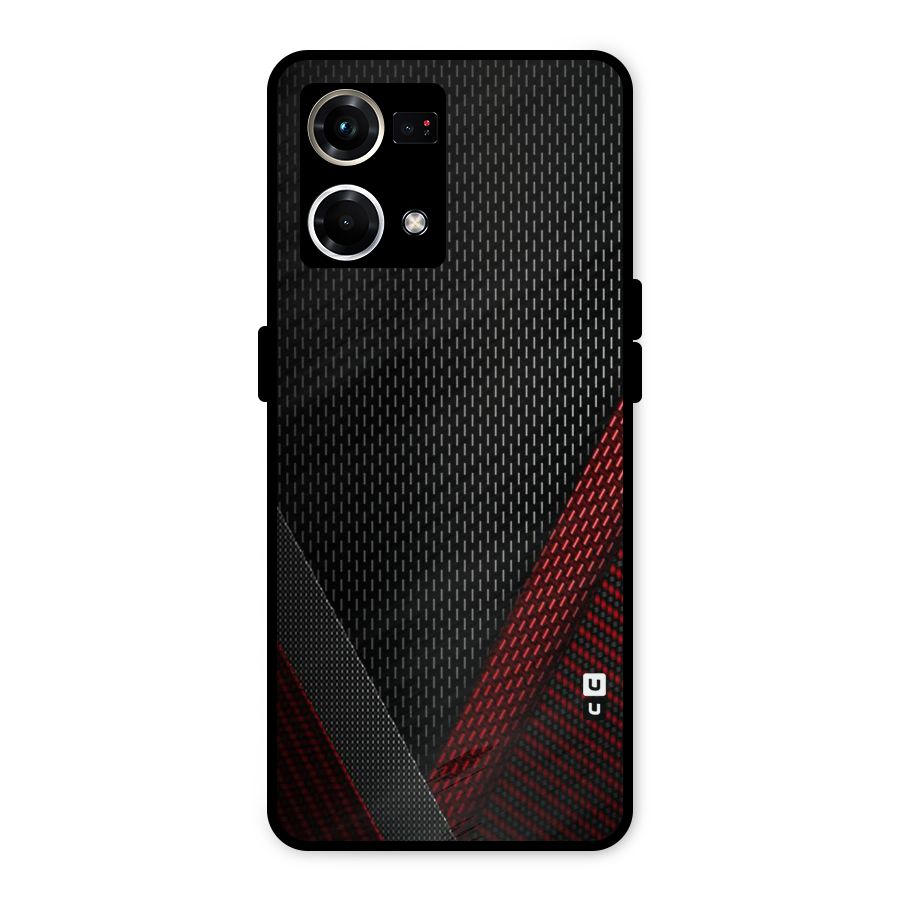 Classy Black Red Design Metal Back Case for Oppo F21s Pro 4G