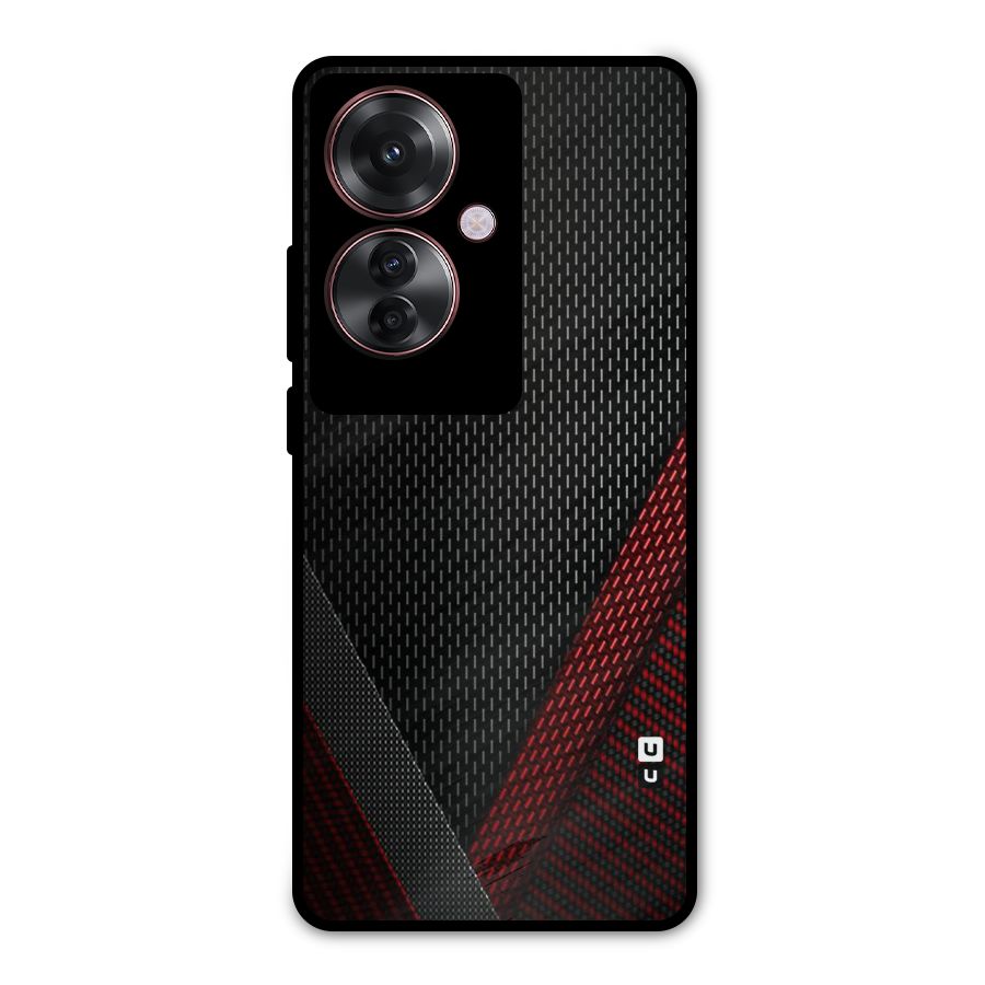 Classy Black Red Design Metal Back Case for Oppo F25 Pro