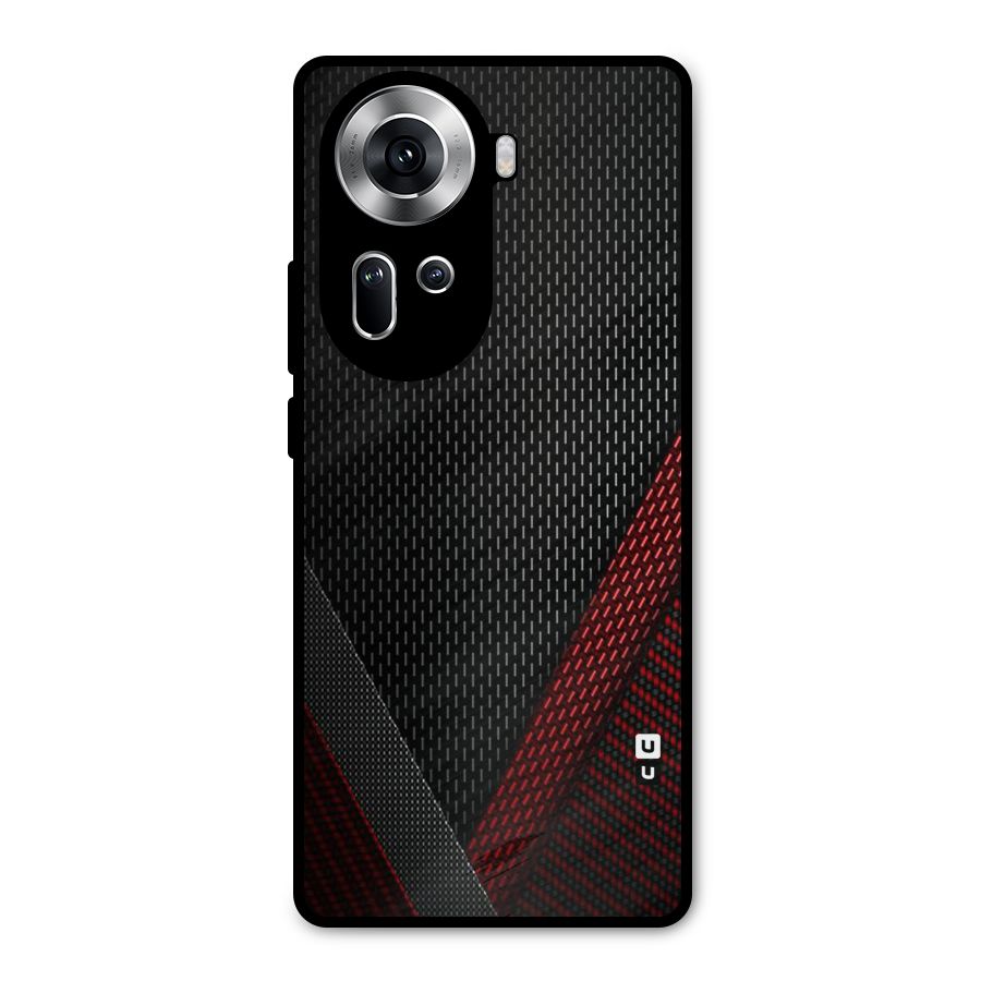 Classy Black Red Design Metal Back Case for Oppo Reno11 5G