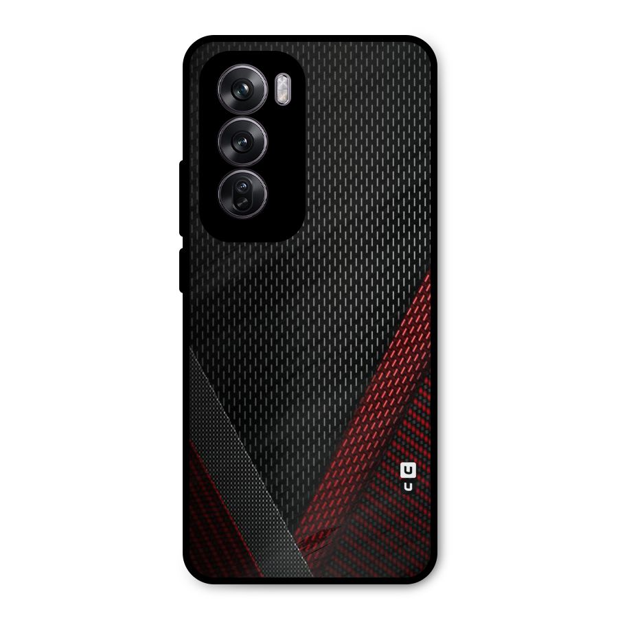 Classy Black Red Design Metal Back Case for Oppo Reno12 Pro