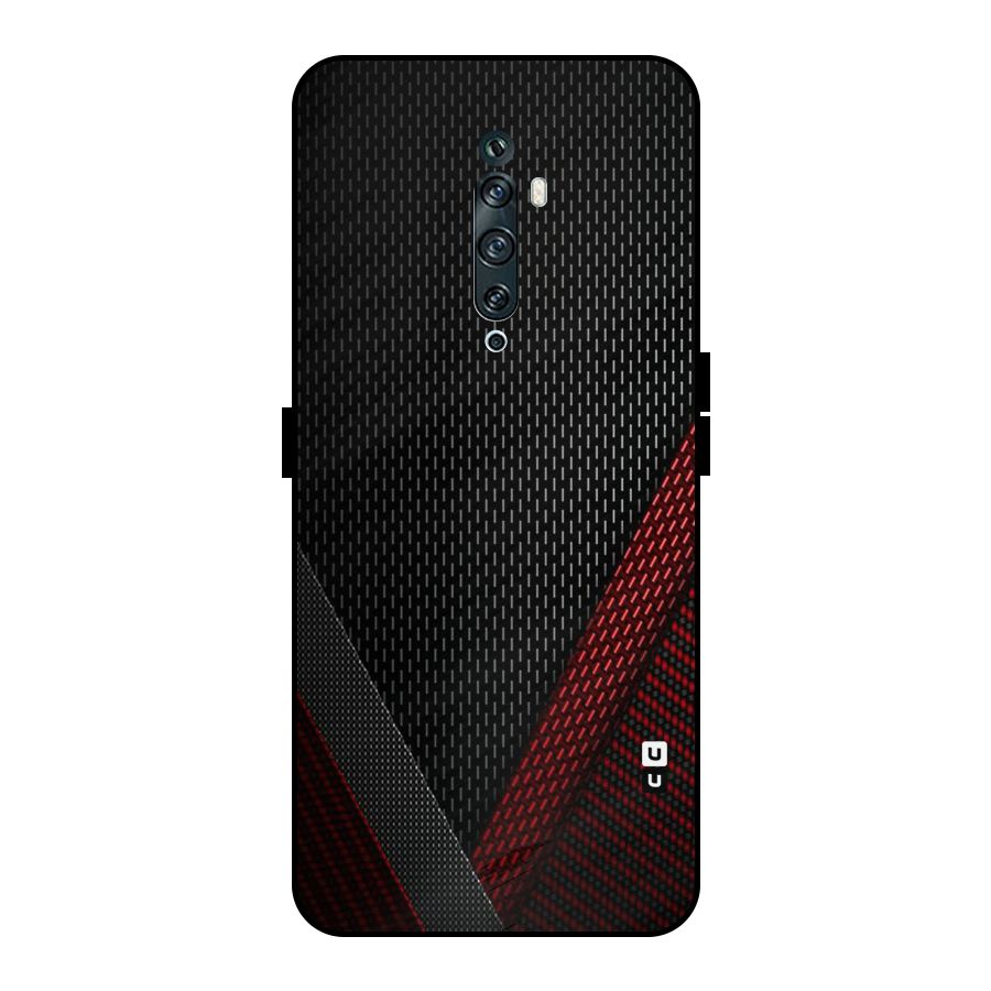 Classy Black Red Design Metal Back Case for Oppo Reno2 F