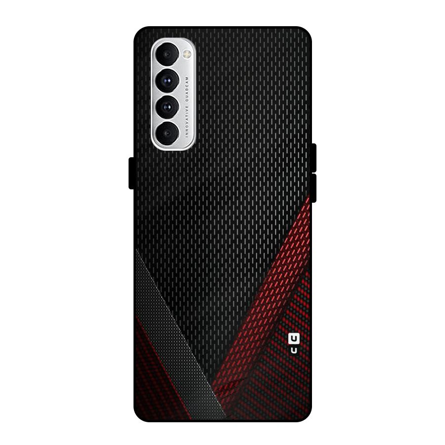 Classy Black Red Design Metal Back Case for Oppo Reno4 Pro