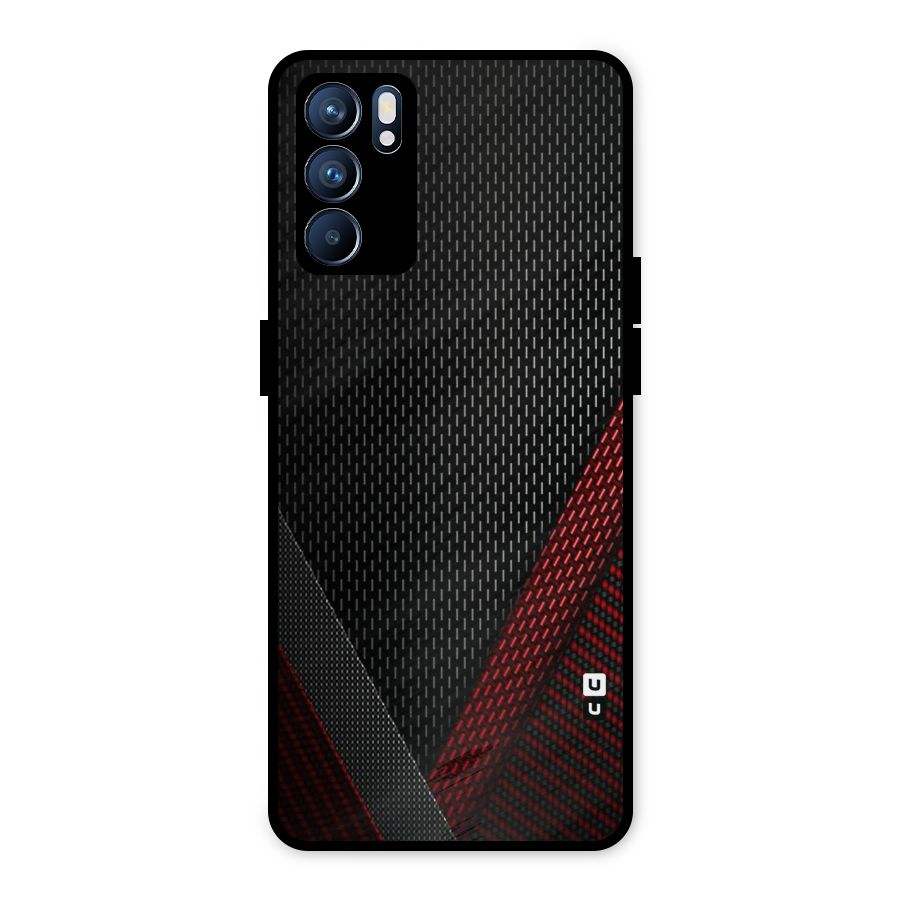 Classy Black Red Design Metal Back Case for Oppo Reno6 5G