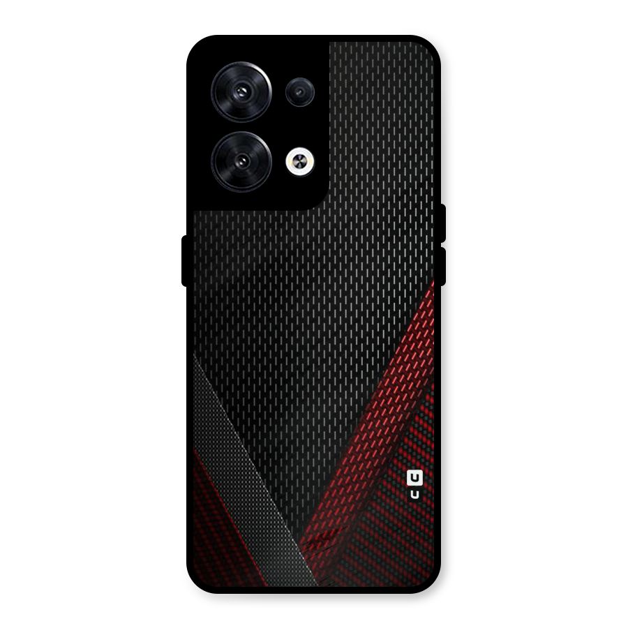 Classy Black Red Design Metal Back Case for Oppo Reno8 5G