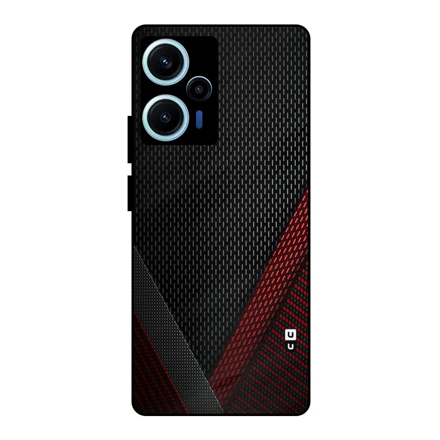Classy Black Red Design Metal Back Case for Poco F5