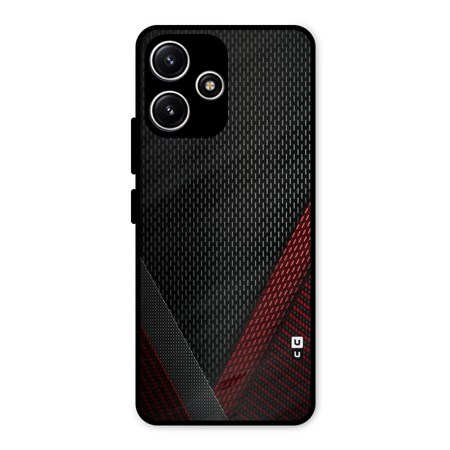 Classy Black Red Design Metal Back Case for Poco M6 Pro