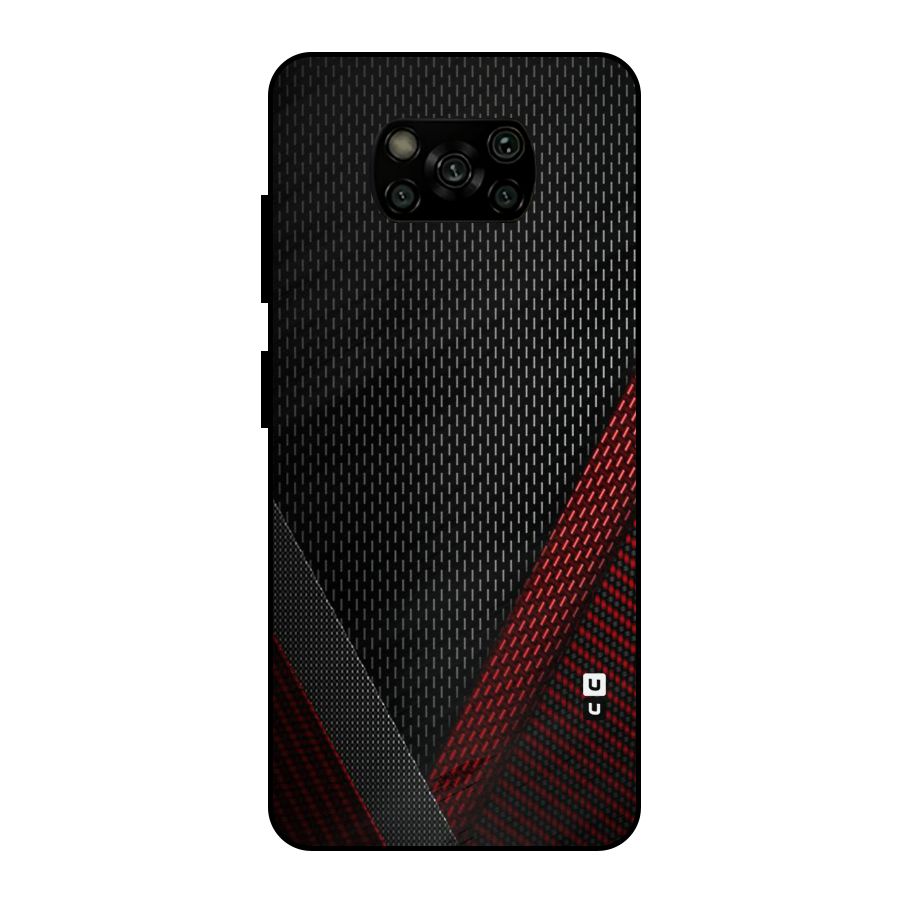 Classy Black Red Design Metal Back Case for Poco X3