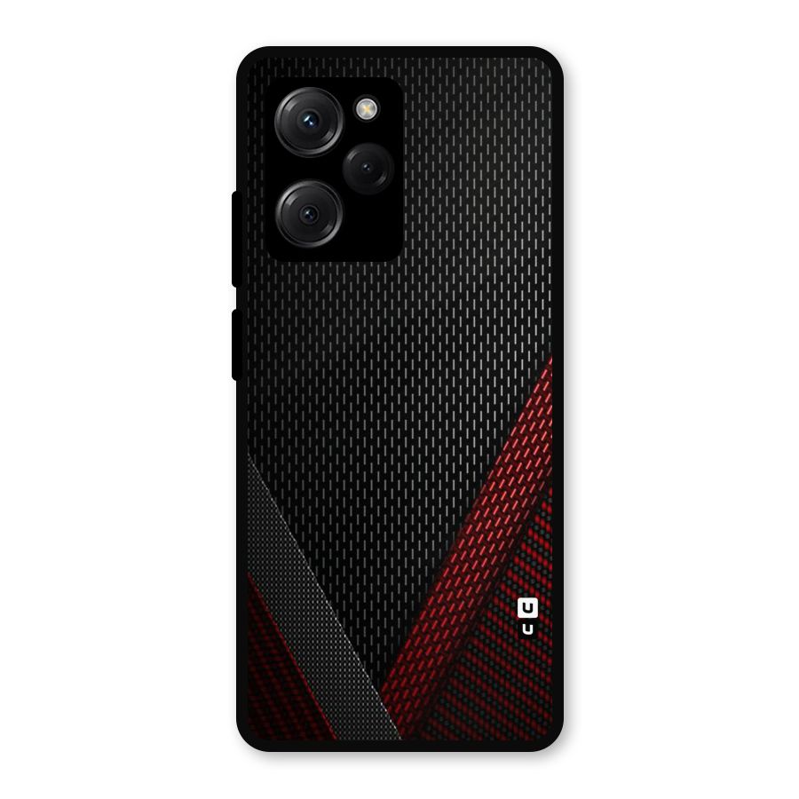 Classy Black Red Design Metal Back Case for Poco X5 Pro