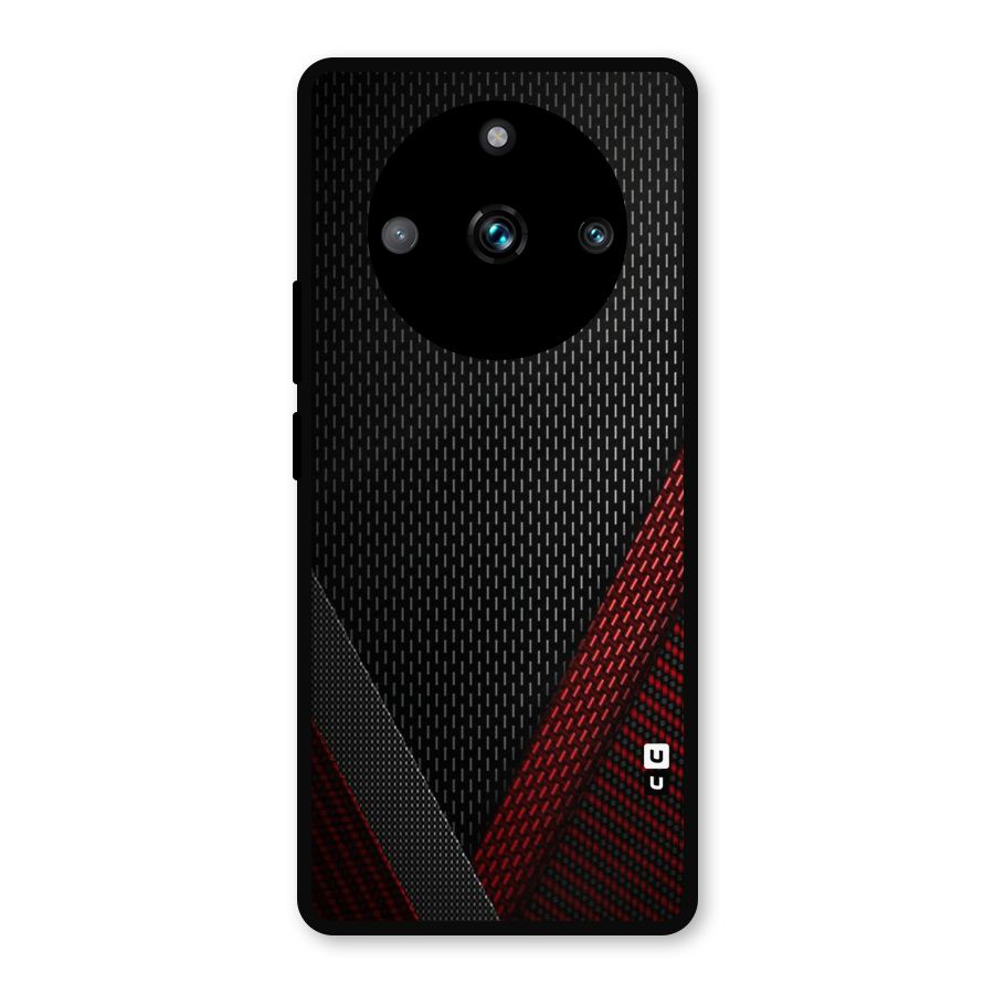 Classy Black Red Design Metal Back Case for Realme 11 Pro Plus