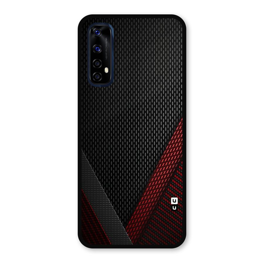 Classy Black Red Design Metal Back Case for Realme 7