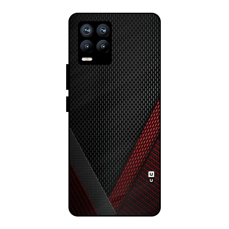 Classy Black Red Design Metal Back Case for Realme 8 Pro