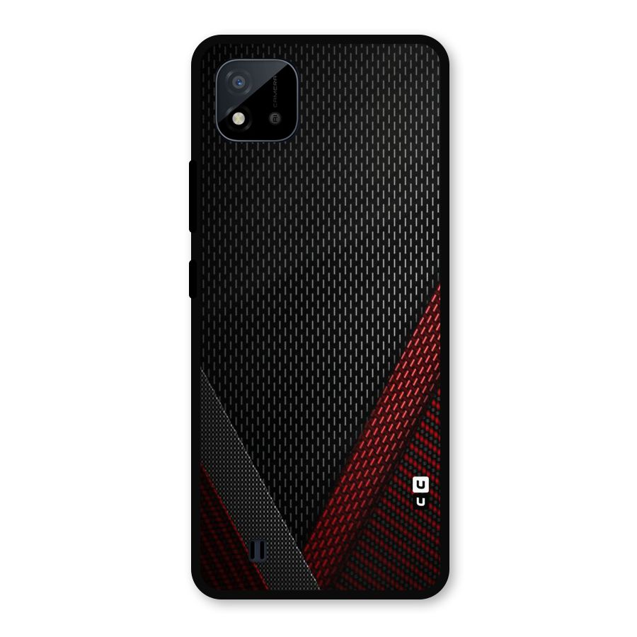 Classy Black Red Design Metal Back Case for Realme C11 2021