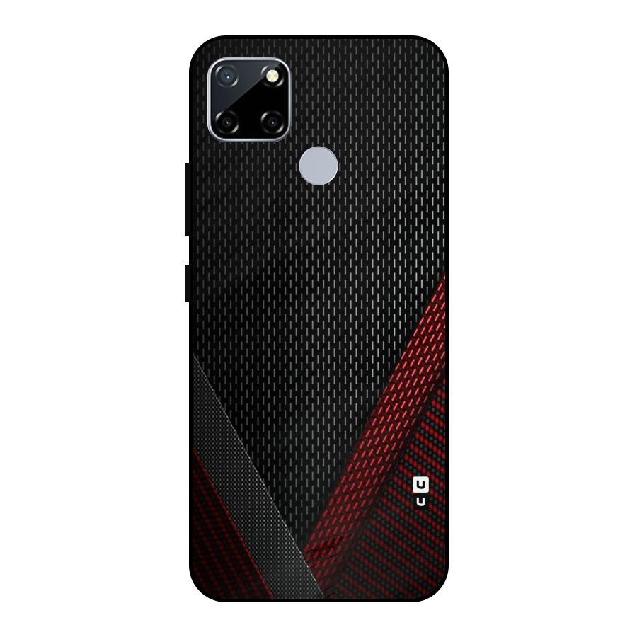 Classy Black Red Design Metal Back Case for Realme Narzo 30A