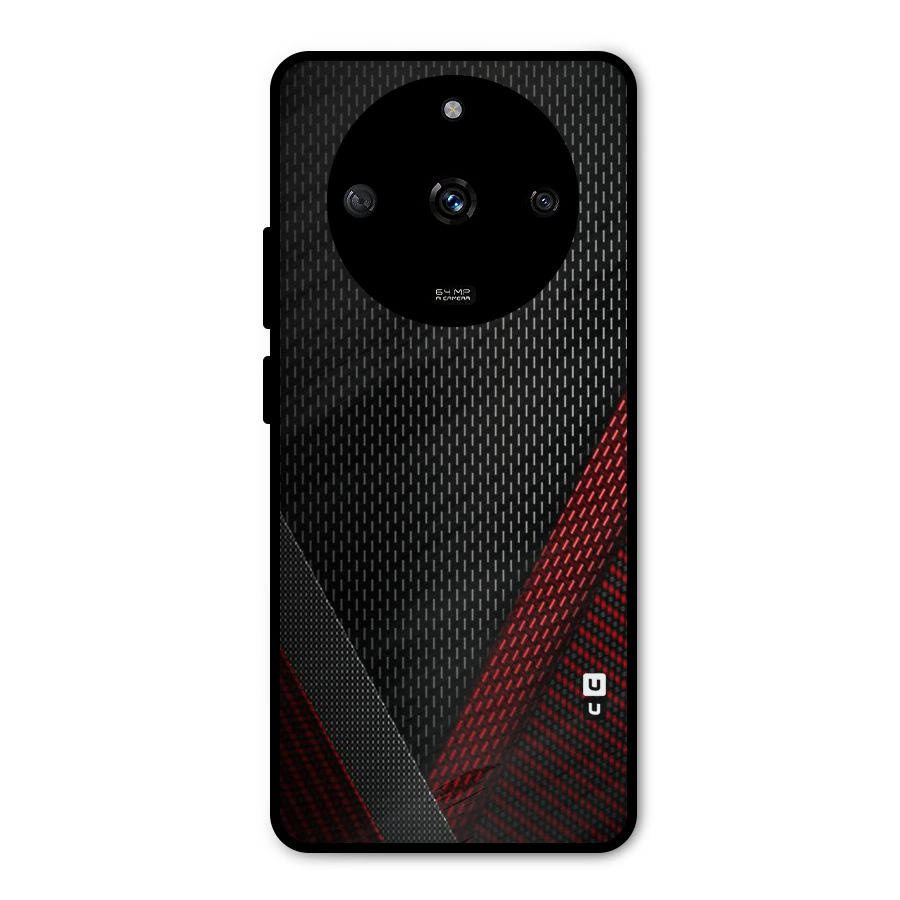 Classy Black Red Design Metal Back Case for Realme Narzo 60 5G
