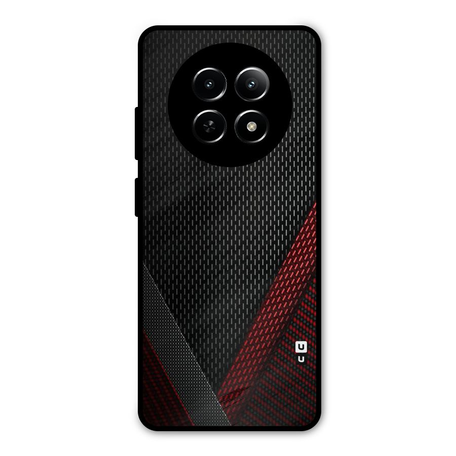 Classy Black Red Design Metal Back Case for Realme Narzo 70x 5G