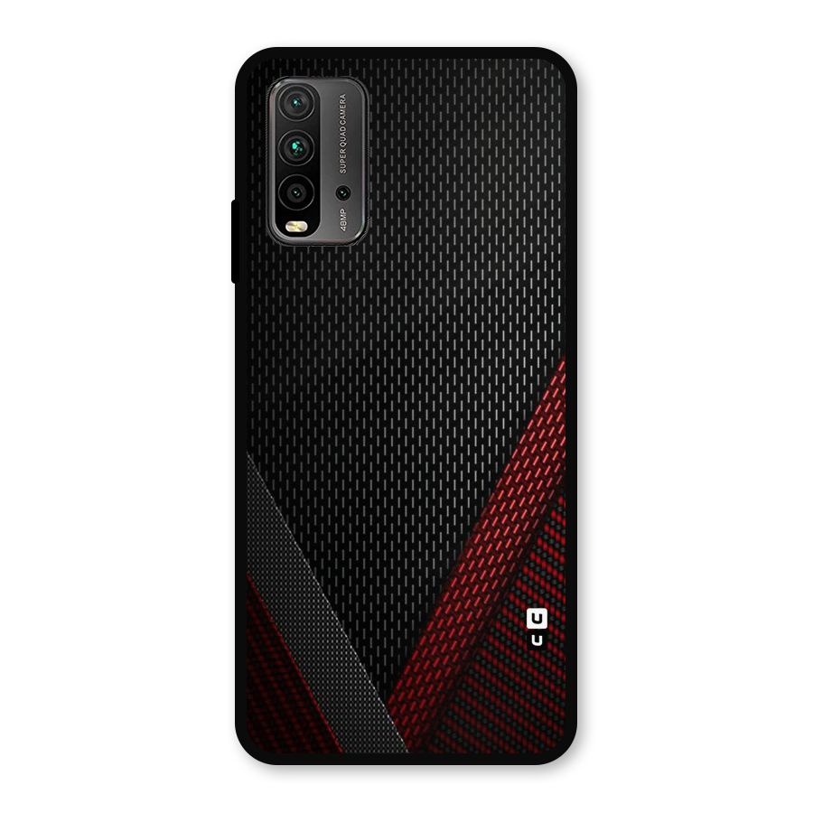 Classy Black Red Design Metal Back Case for Redmi 9 Power