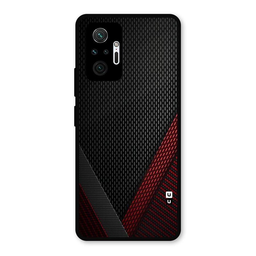 Classy Black Red Design Metal Back Case for Redmi Note 10 Pro