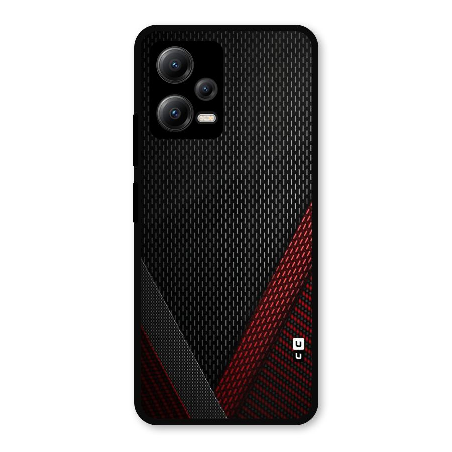 Classy Black Red Design Metal Back Case for Redmi Note 12 5G