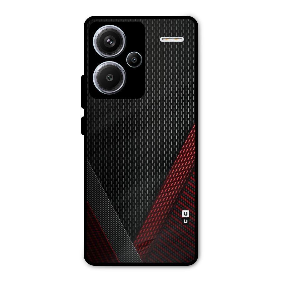 Classy Black Red Design Metal Back Case for Redmi Note 13 Pro Plus