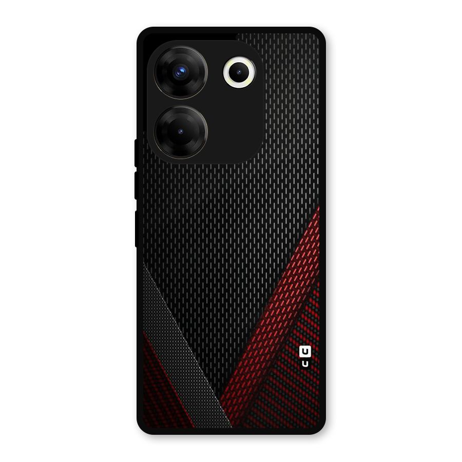 Classy Black Red Design Metal Back Case for Tecno Camon 20