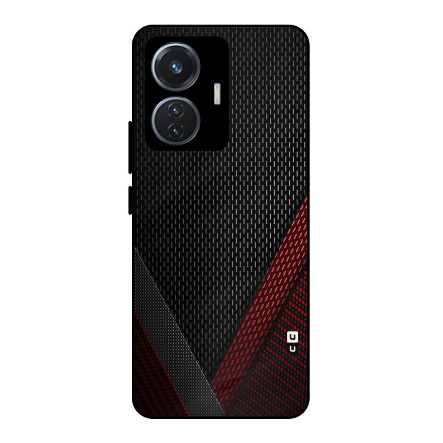 Classy Black Red Design Metal Back Case for Vivo T1 44W