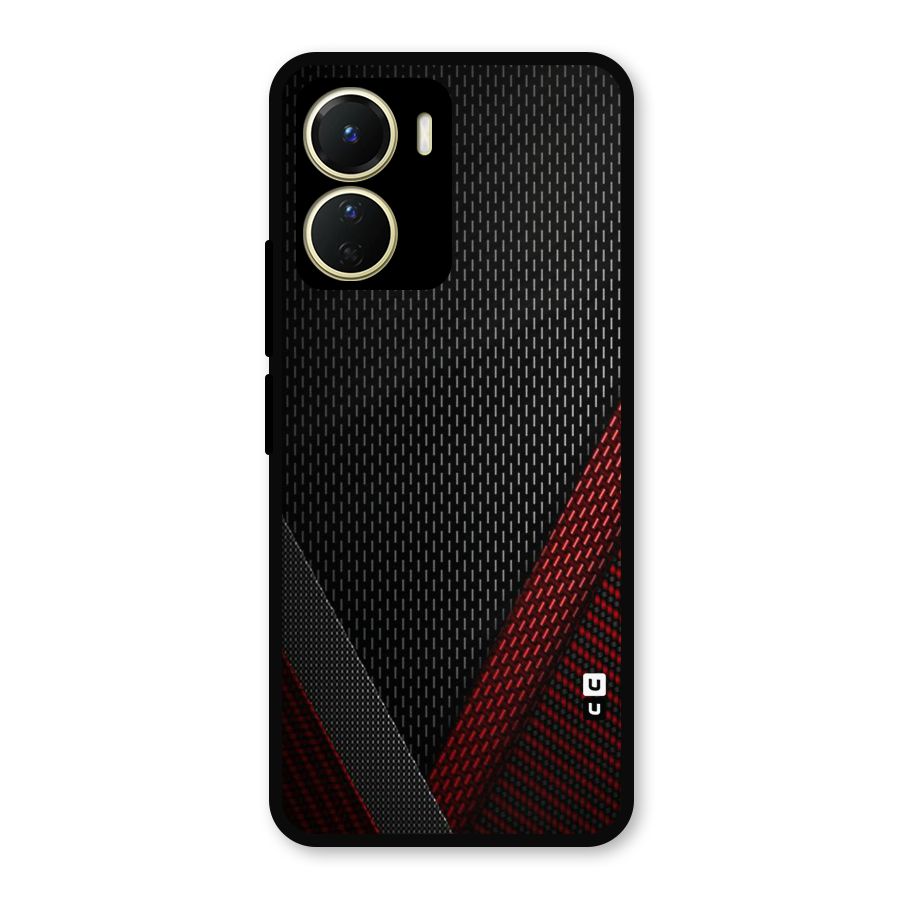 Classy Black Red Design Metal Back Case for Vivo T2x