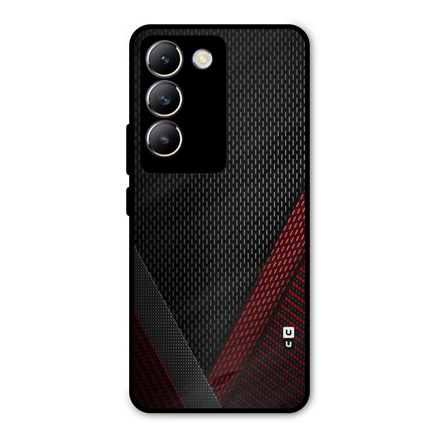 Classy Black Red Design Metal Back Case for Vivo T3 5G