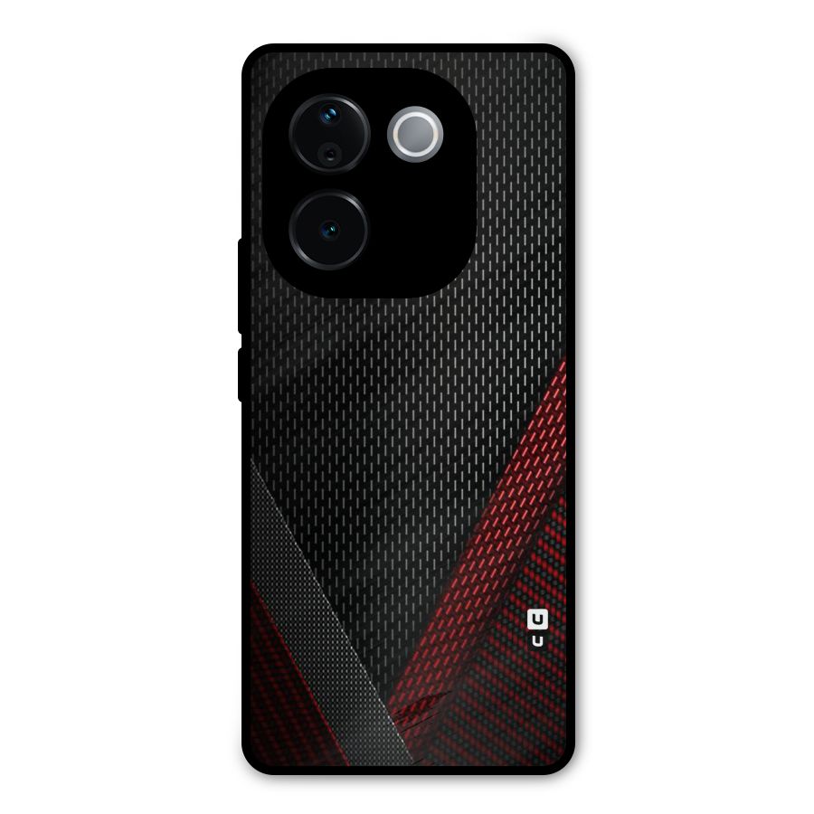 Classy Black Red Design Metal Back Case for Vivo T3 Pro