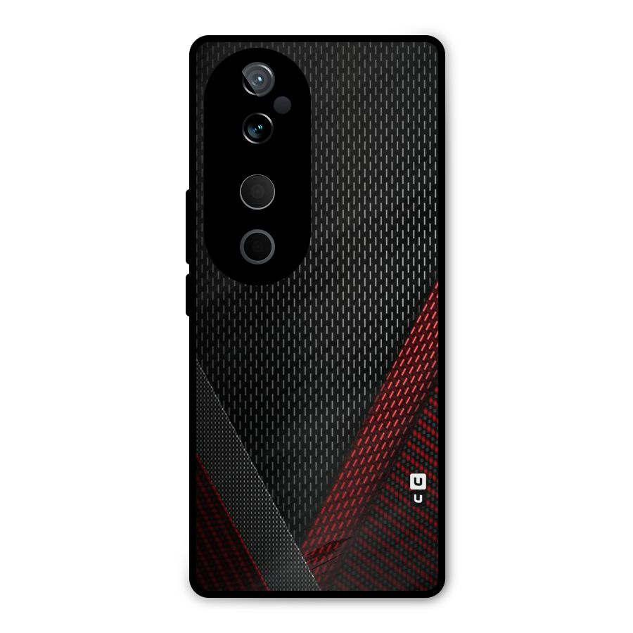 Classy Black Red Design Metal Back Case for Vivo T3 Ultra