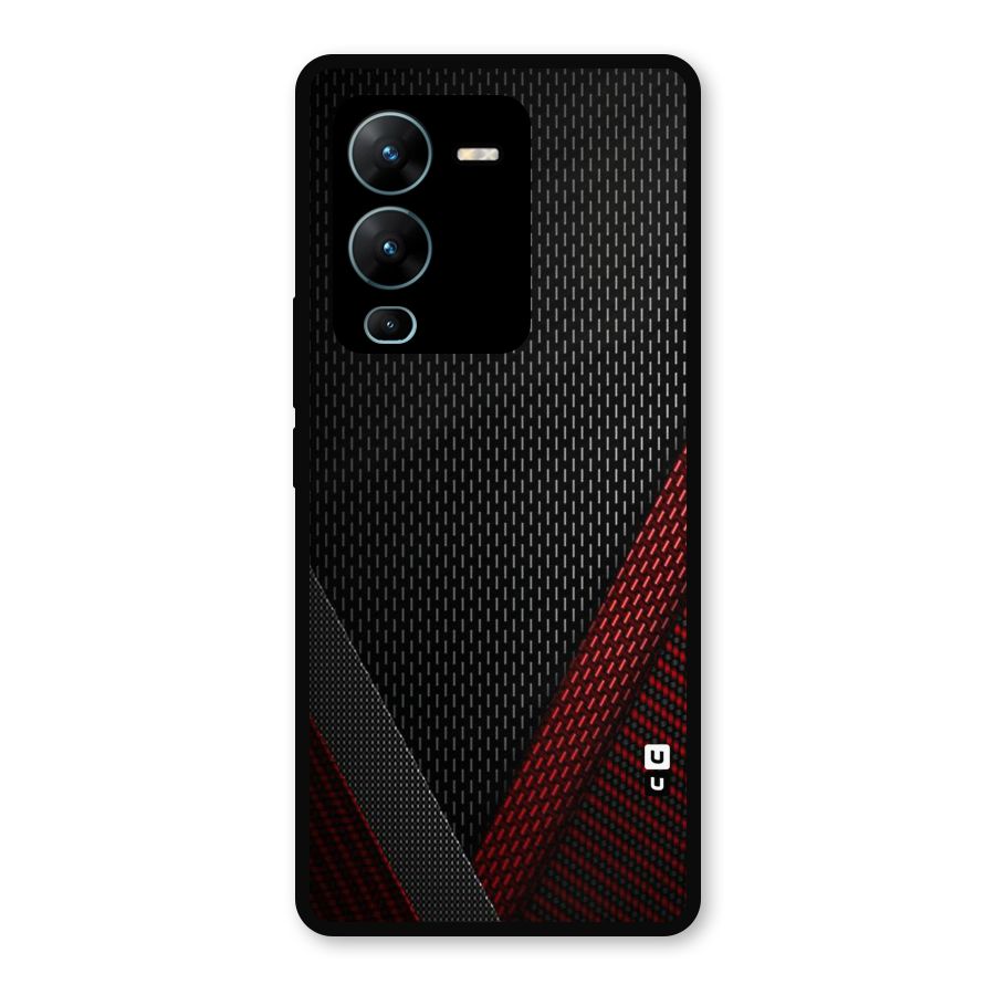 Classy Black Red Design Metal Back Case for Vivo V25 Pro