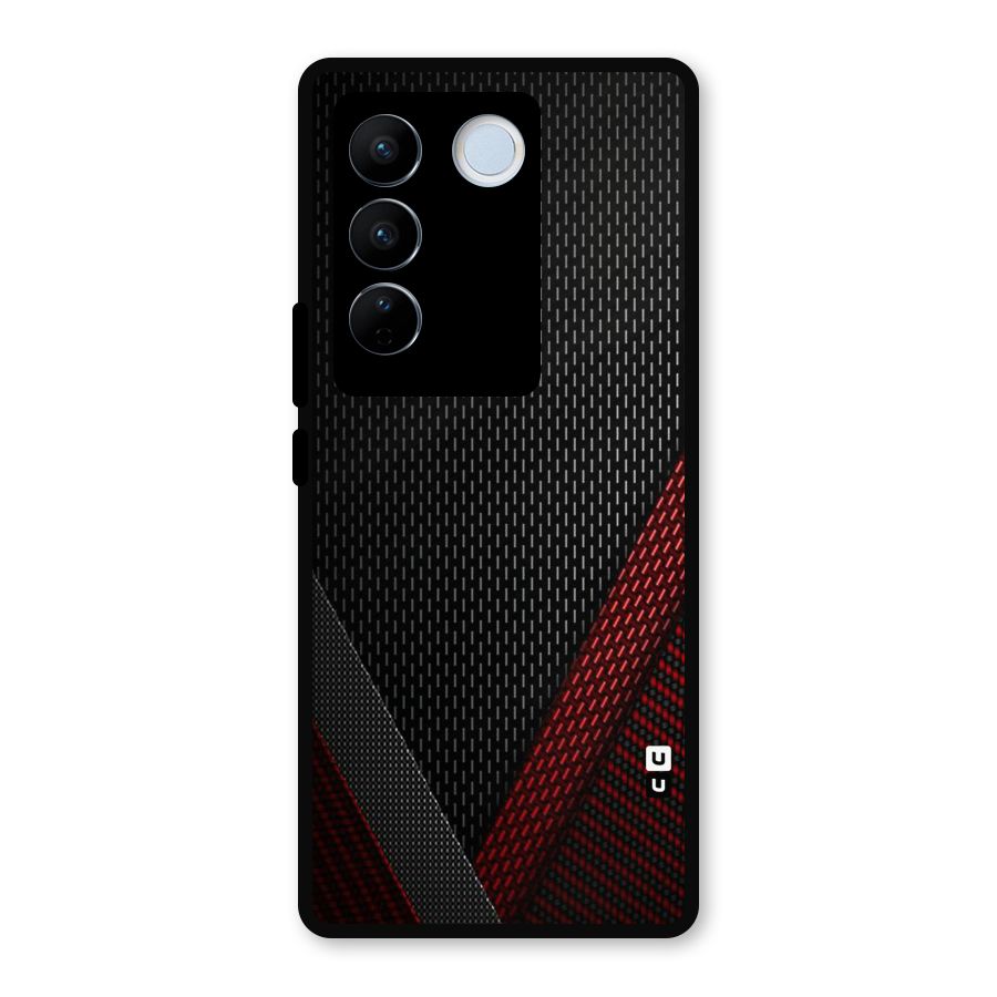 Classy Black Red Design Metal Back Case for Vivo V27 Pro