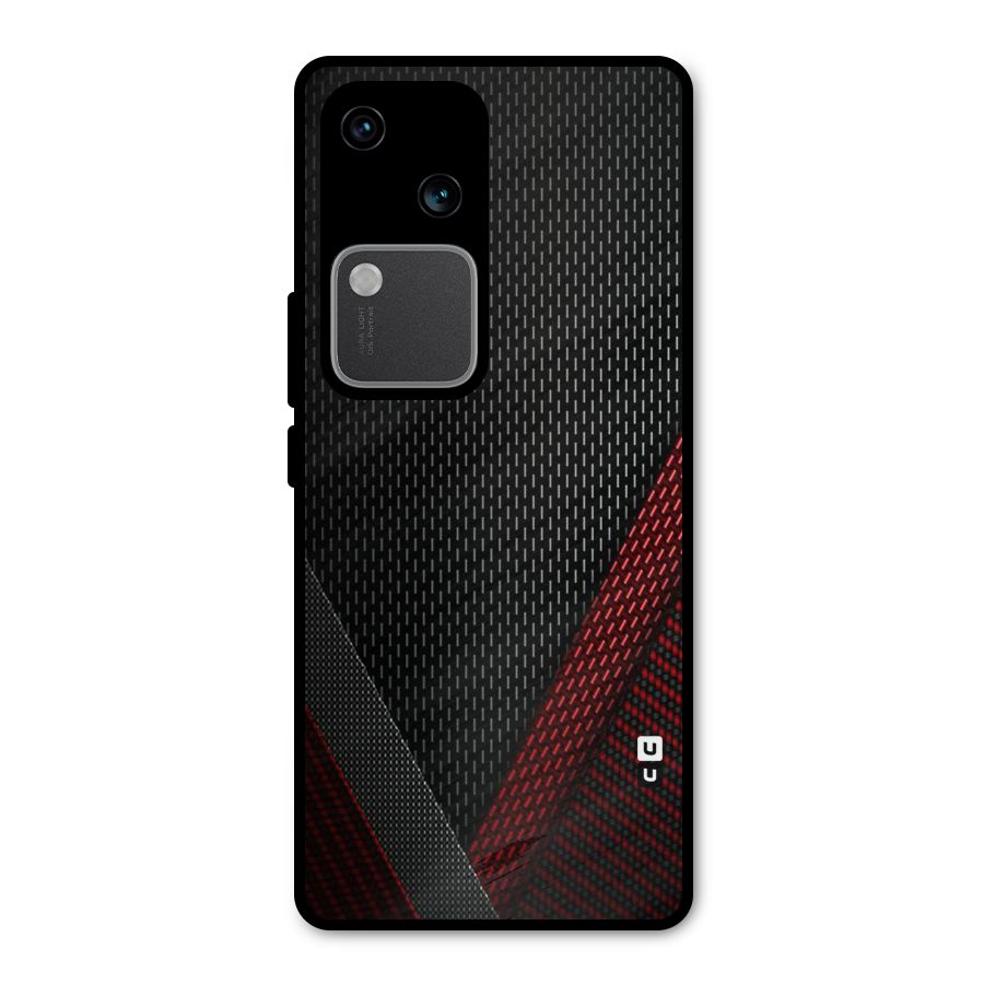 Classy Black Red Design Metal Back Case for Vivo V30 Pro