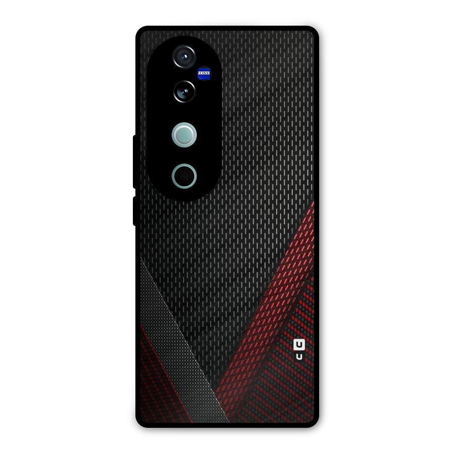 Classy Black Red Design Metal Back Case for Vivo V40