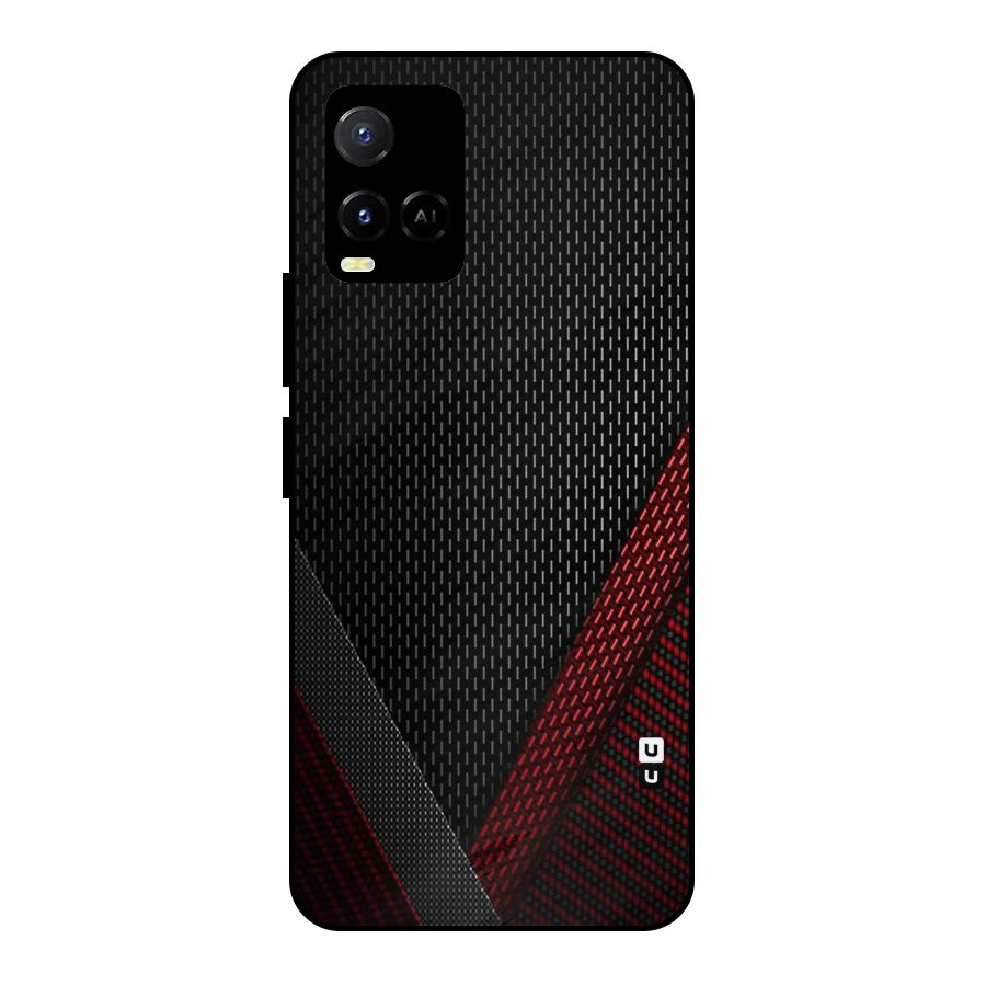 Classy Black Red Design Metal Back Case for Vivo Y21A