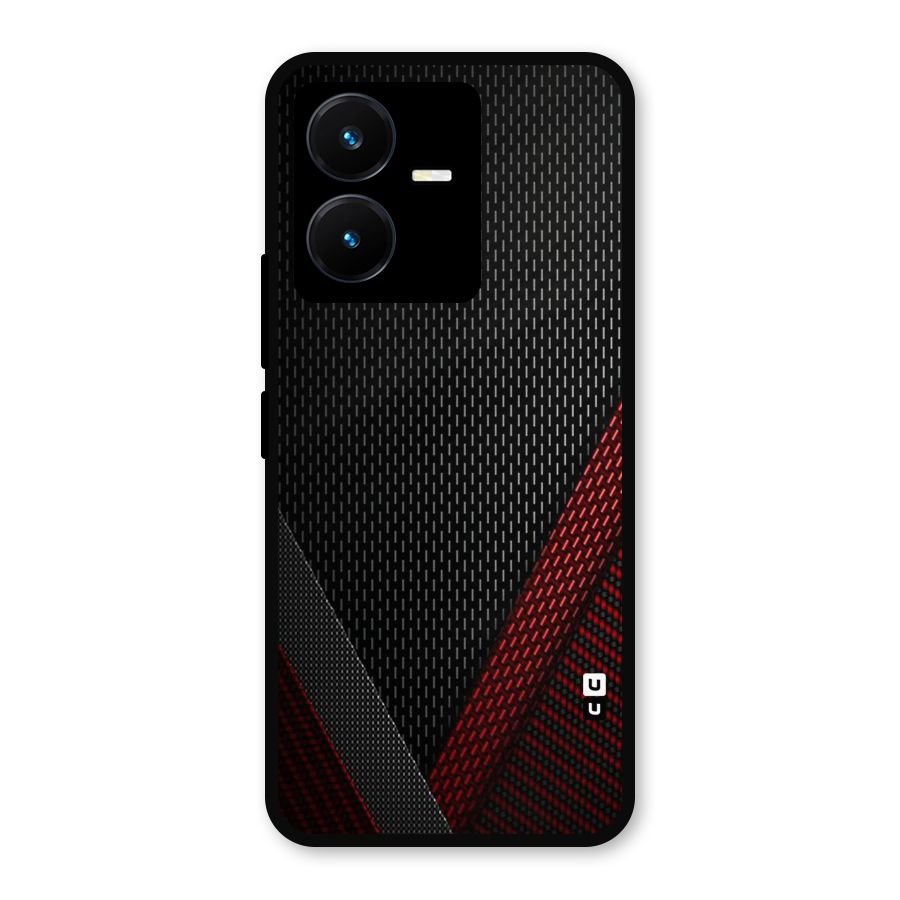 Classy Black Red Design Metal Back Case for Vivo Y22