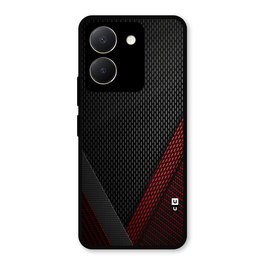 Classy Black Red Design Metal Back Case for Vivo Y36