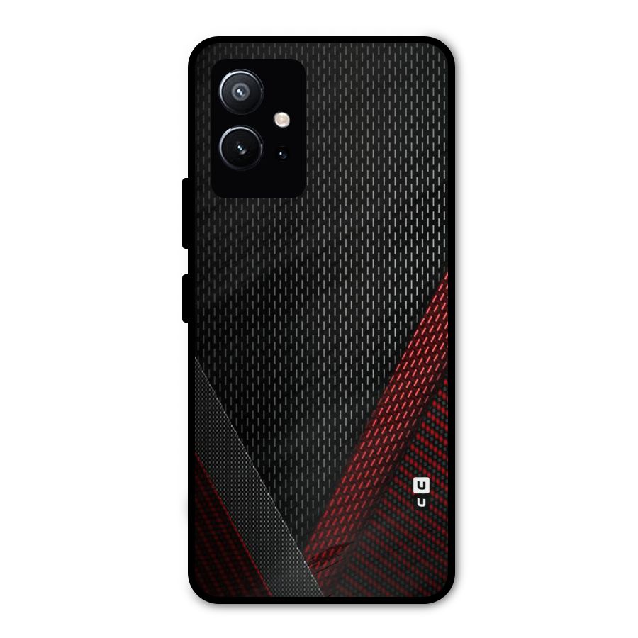 Classy Black Red Design Metal Back Case for Vivo Y75 5G