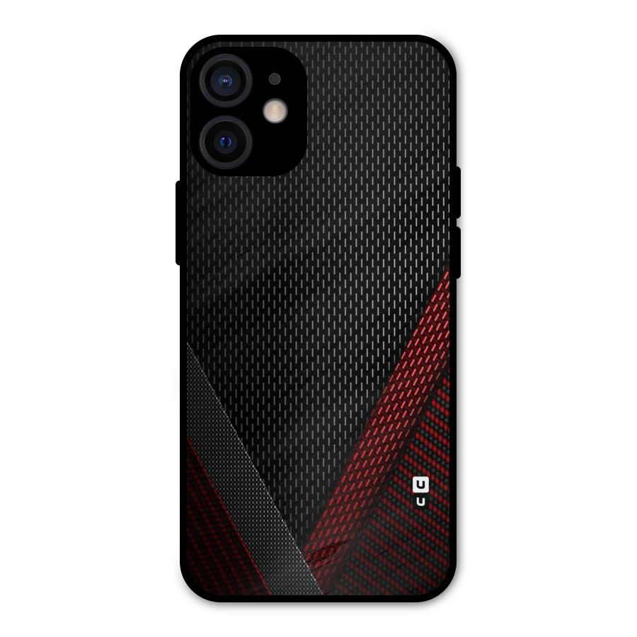 Classy Black Red Design Metal Back Case for iPhone 12 Mini