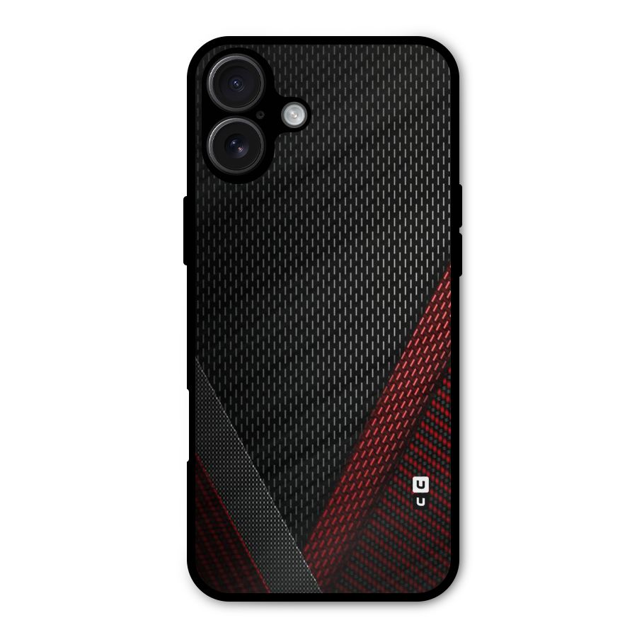 Classy Black Red Design Metal Back Case for iPhone 16 Plus