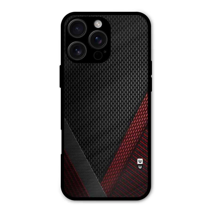 Classy Black Red Design Metal Back Case for iPhone 16 Pro Max