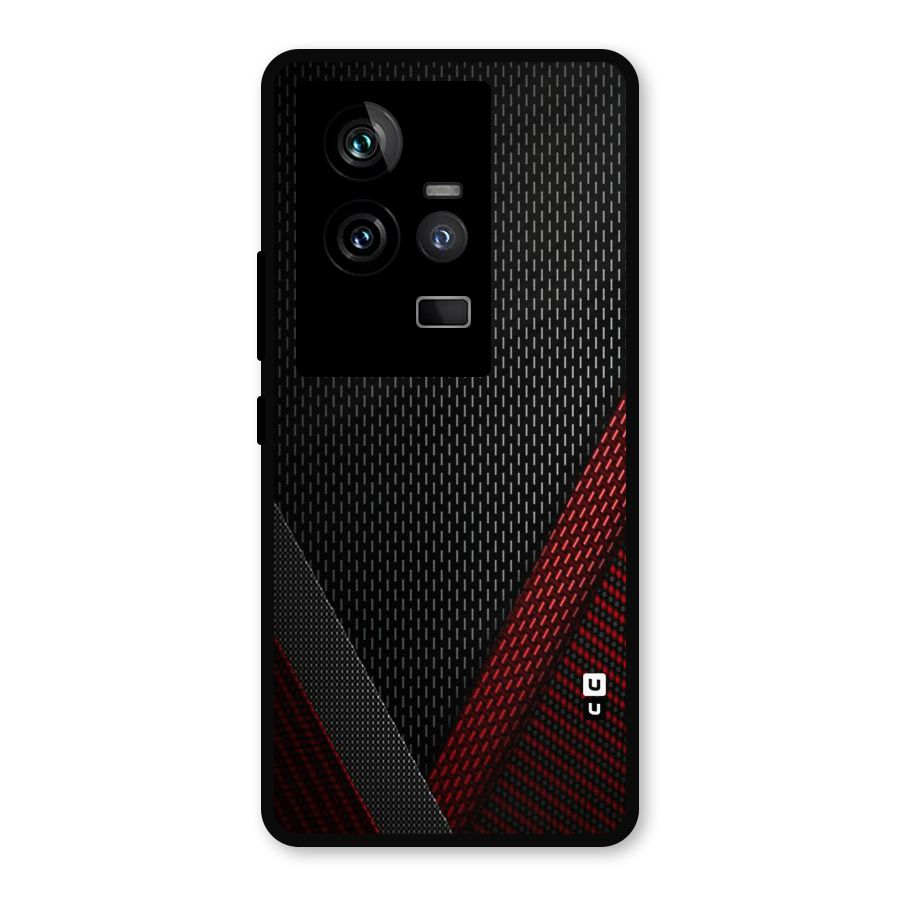 Classy Black Red Design Metal Back Case for iQOO 11 5G